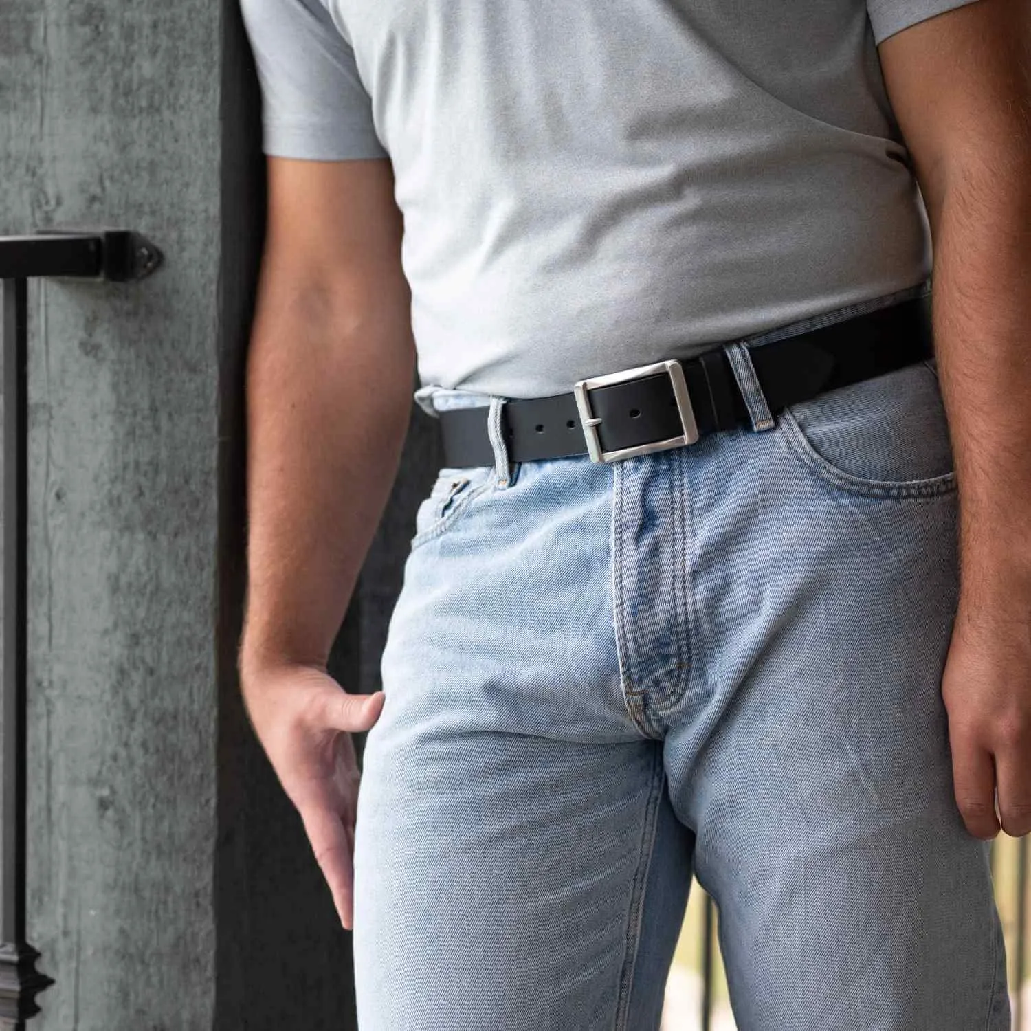 The Site Manager Black and Distressed Brown Leather Work Belts by Nickel Smart®