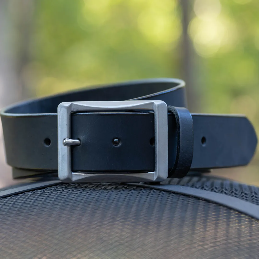 The Site Manager Black and Distressed Brown Leather Work Belts by Nickel Smart®