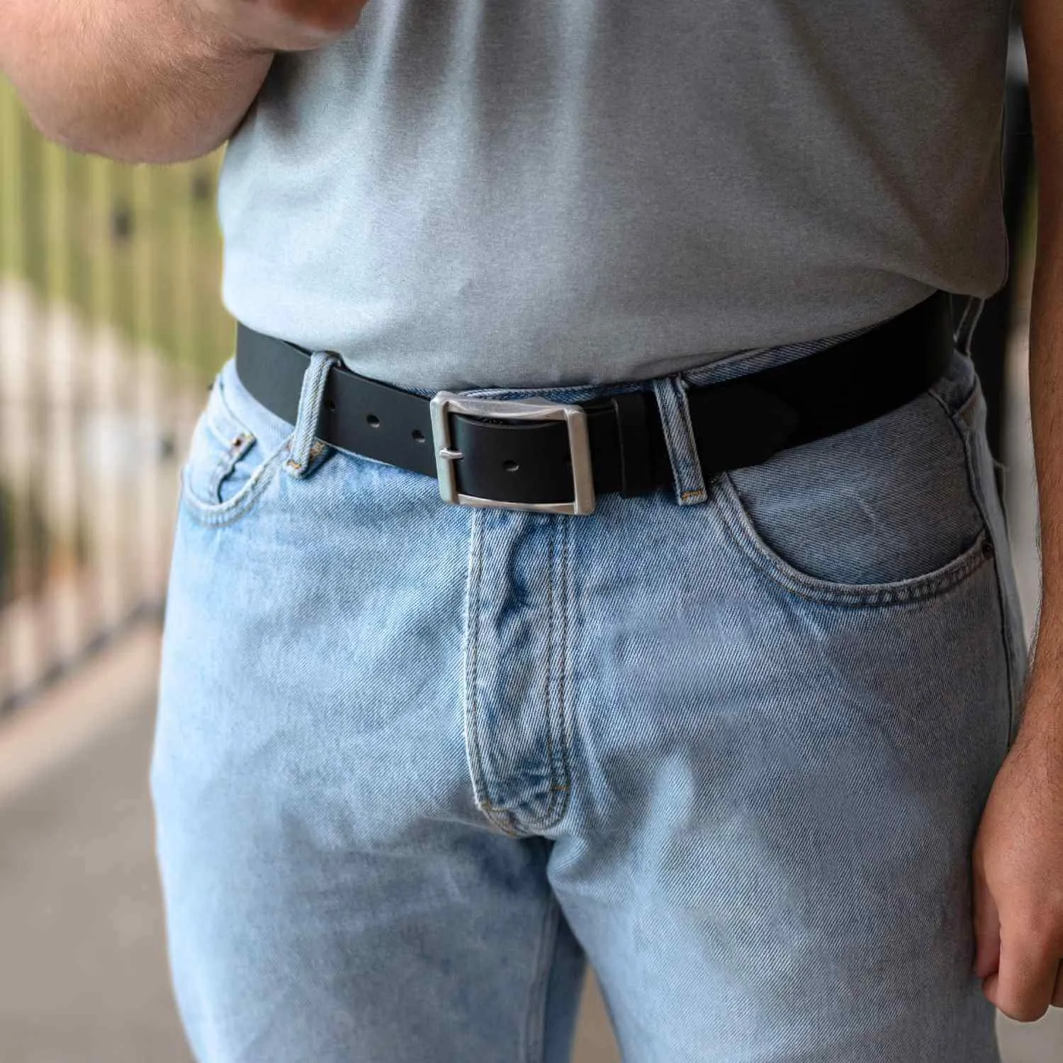 The Site Manager Black and Distressed Brown Leather Work Belts by Nickel Smart®