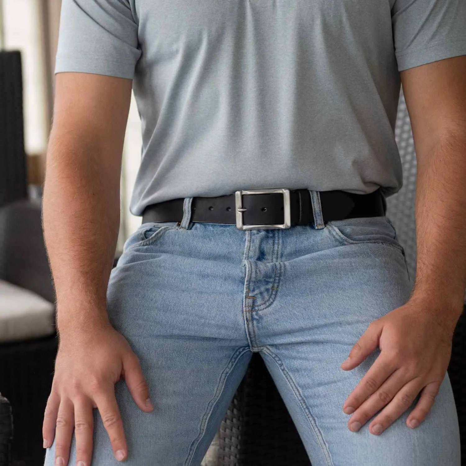 The Site Manager Black and Distressed Brown Leather Work Belts by Nickel Smart®
