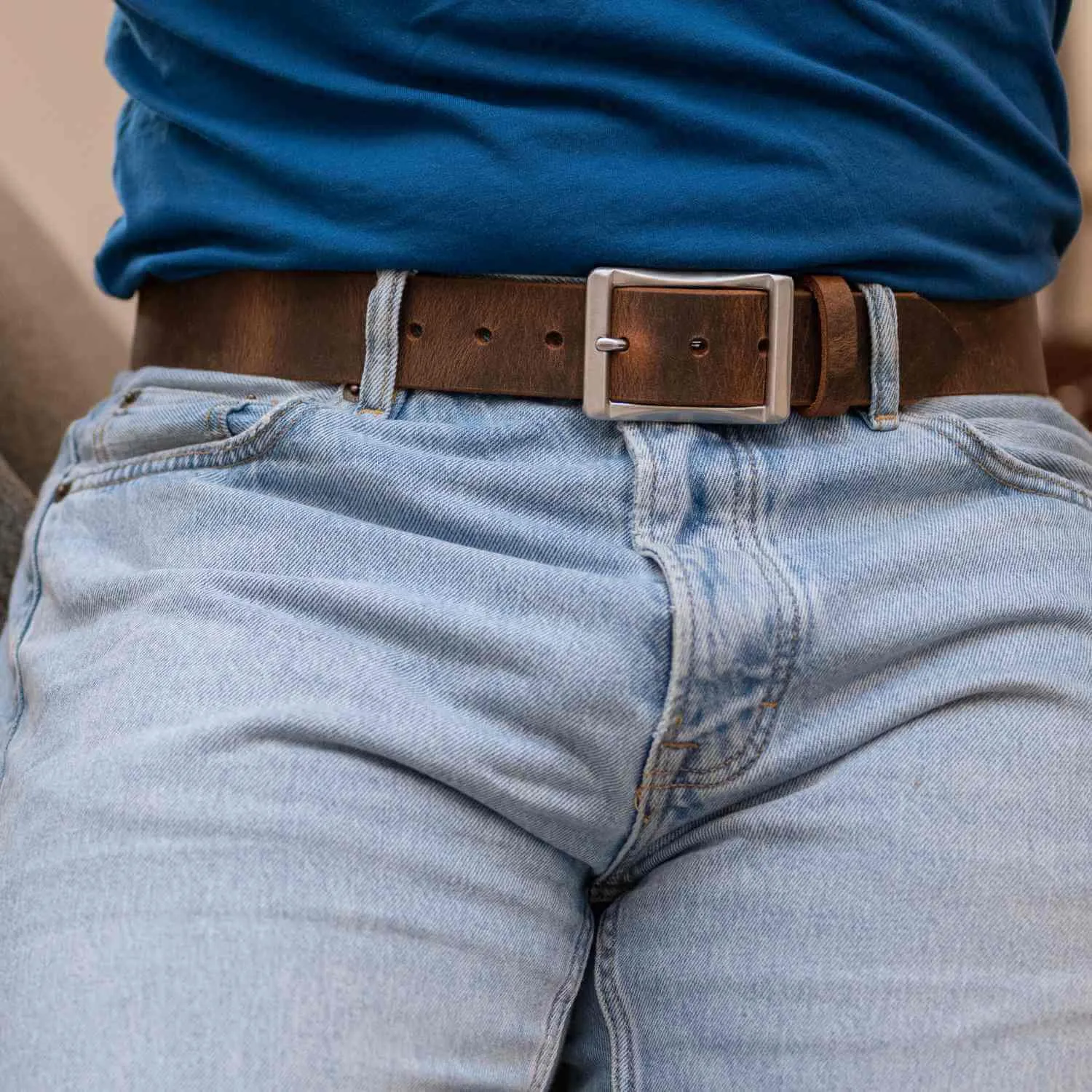 The Site Manager Black and Distressed Brown Leather Work Belts by Nickel Smart®