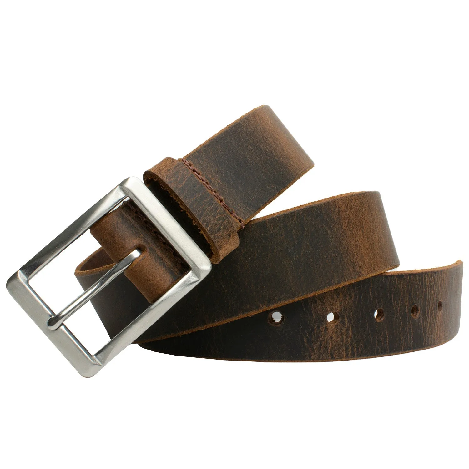 The Site Manager Black and Distressed Brown Leather Work Belts by Nickel Smart®