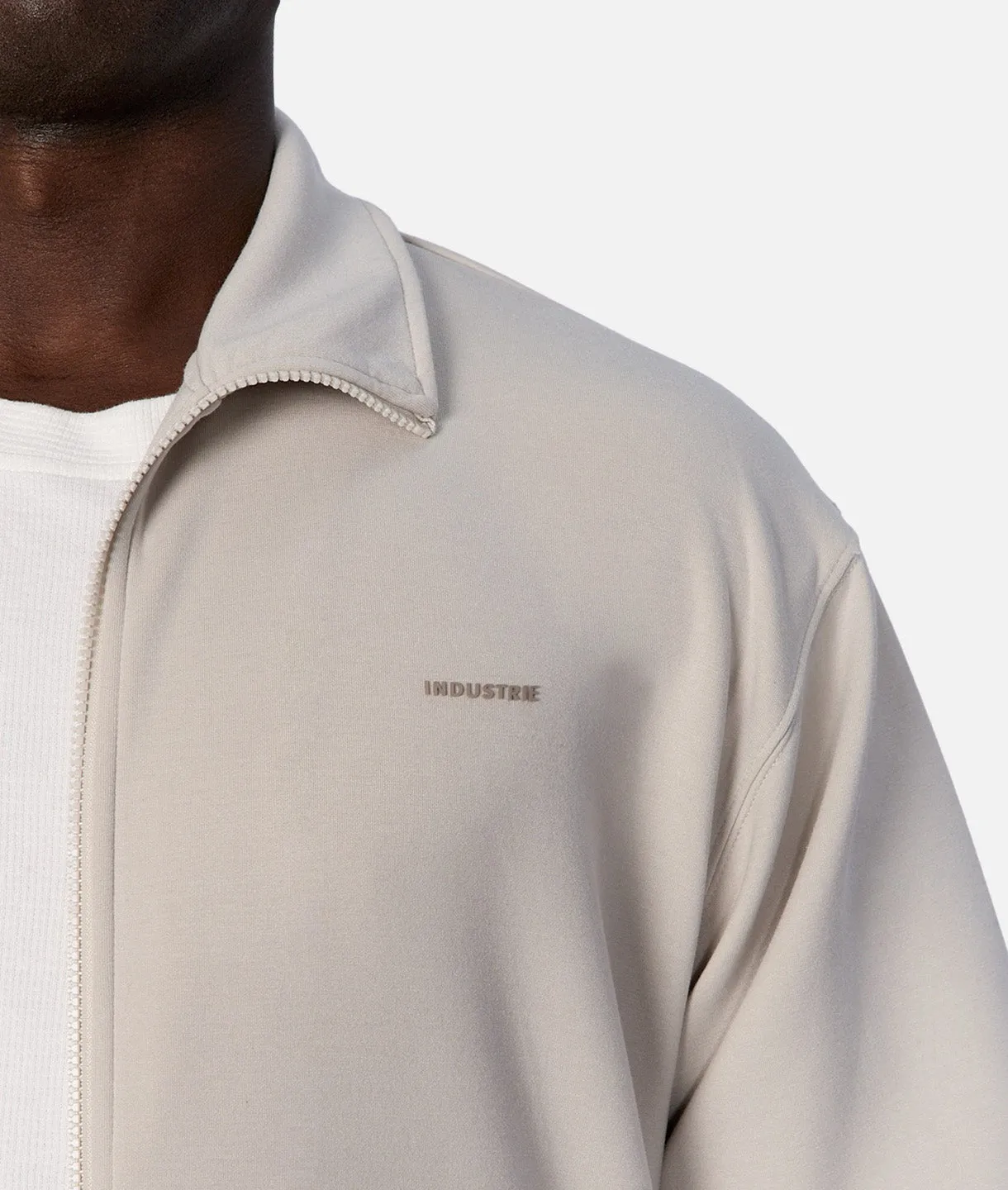 The Zip Thru Track Top - Stone