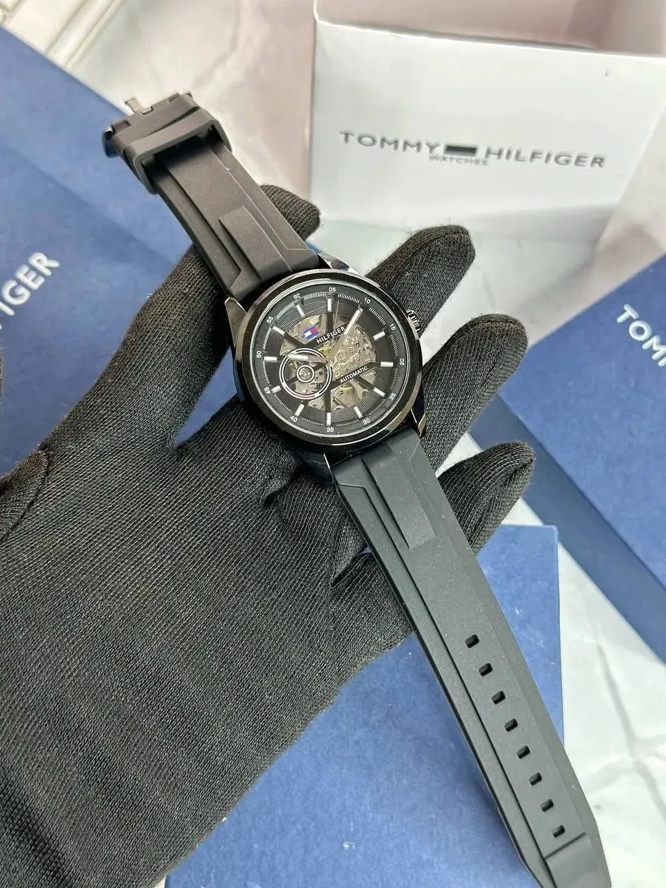 Tommy Hilfiger Modern Automatic Men's Watch | Premium 43mm, Open Front & Back Machinery