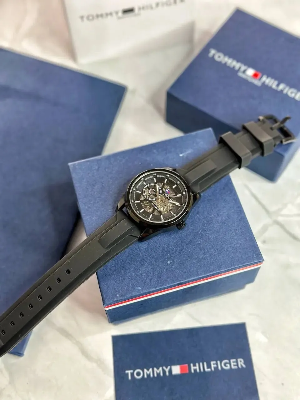 Tommy Hilfiger Modern Automatic Men's Watch | Premium 43mm, Open Front & Back Machinery