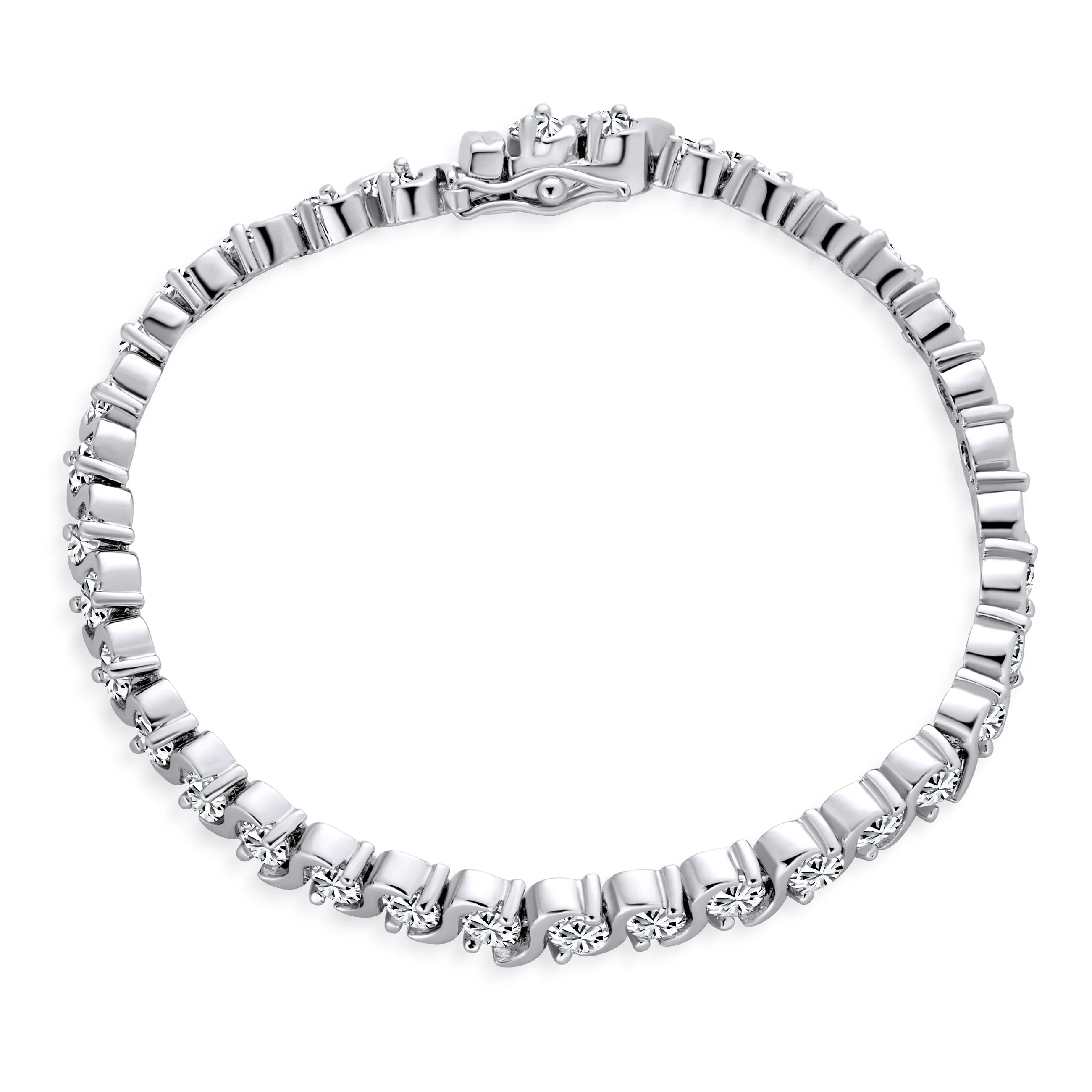 Traditional Bridal Jewelry 20 CT CZ Round Solitaire Tennis Bracelet Silver 7.5 Inch