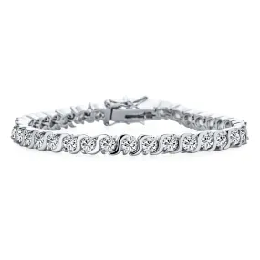 Traditional Bridal Jewelry 20 CT CZ Round Solitaire Tennis Bracelet Silver 7.5 Inch