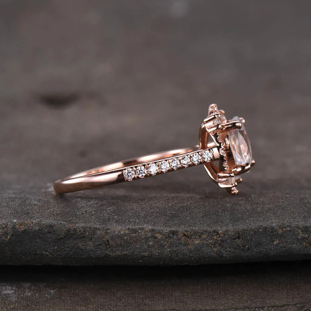 Unique Cordelia Moonstone And Diamond Engagement Ring Milgrain ring