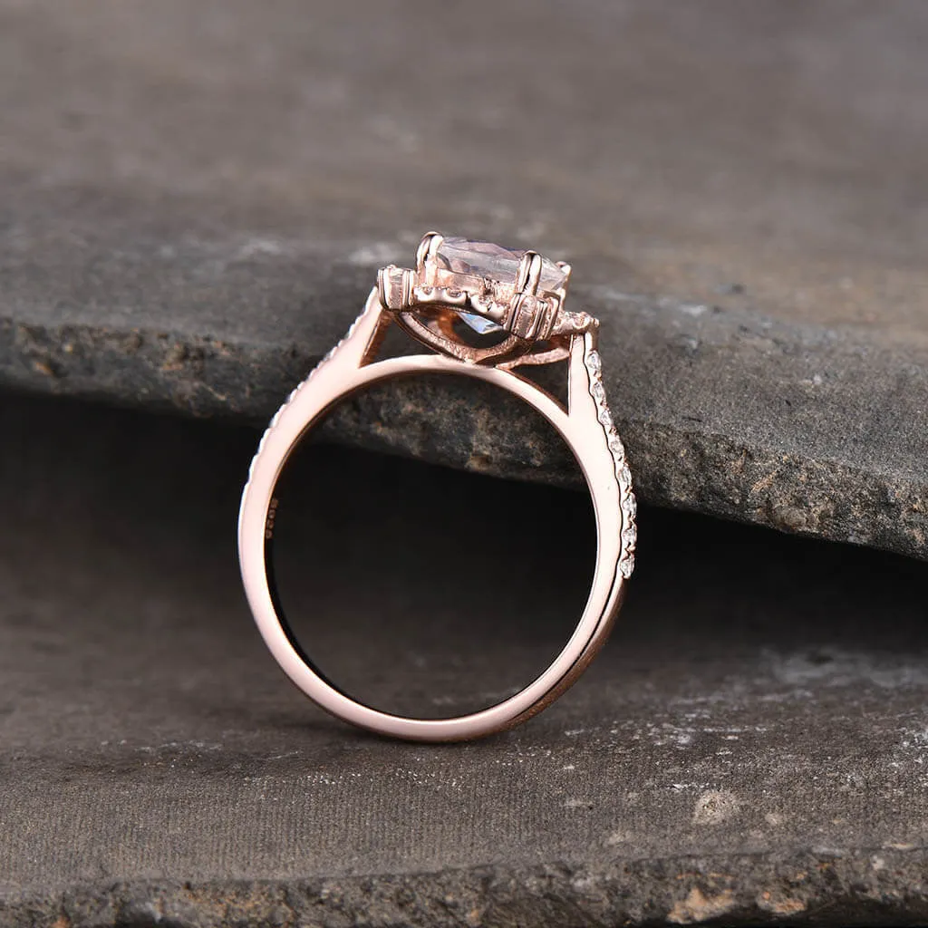 Unique Cordelia Moonstone And Diamond Engagement Ring Milgrain ring