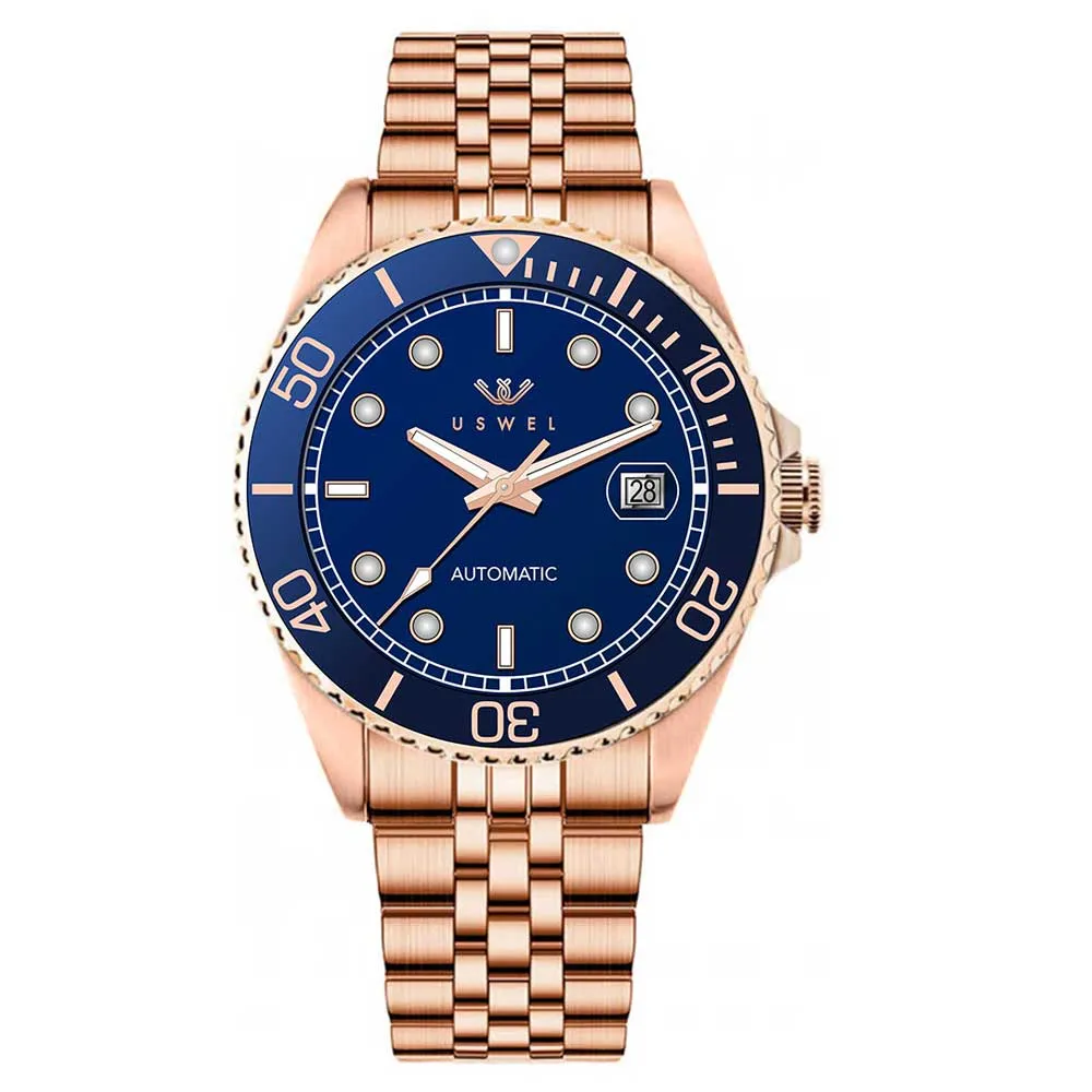 USWEL Automatic Watch for Diver with Jubliee Bracelet, 200m Water Resistant, Seiko Movement and Anti Scratch Sapphire Glass - 42MM - Model U004