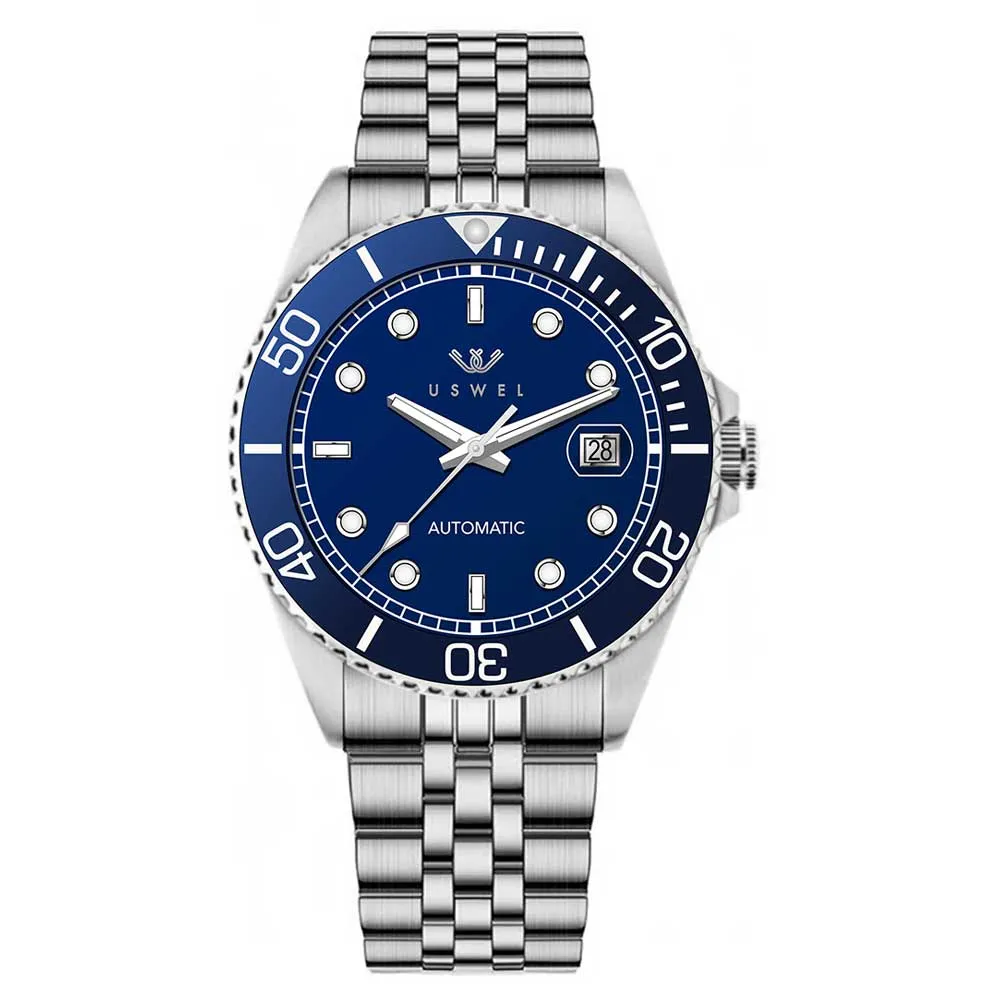 USWEL Automatic Watch for Diver with Jubliee Bracelet, 200m Water Resistant, Seiko Movement and Anti Scratch Sapphire Glass - 42MM - Model U004
