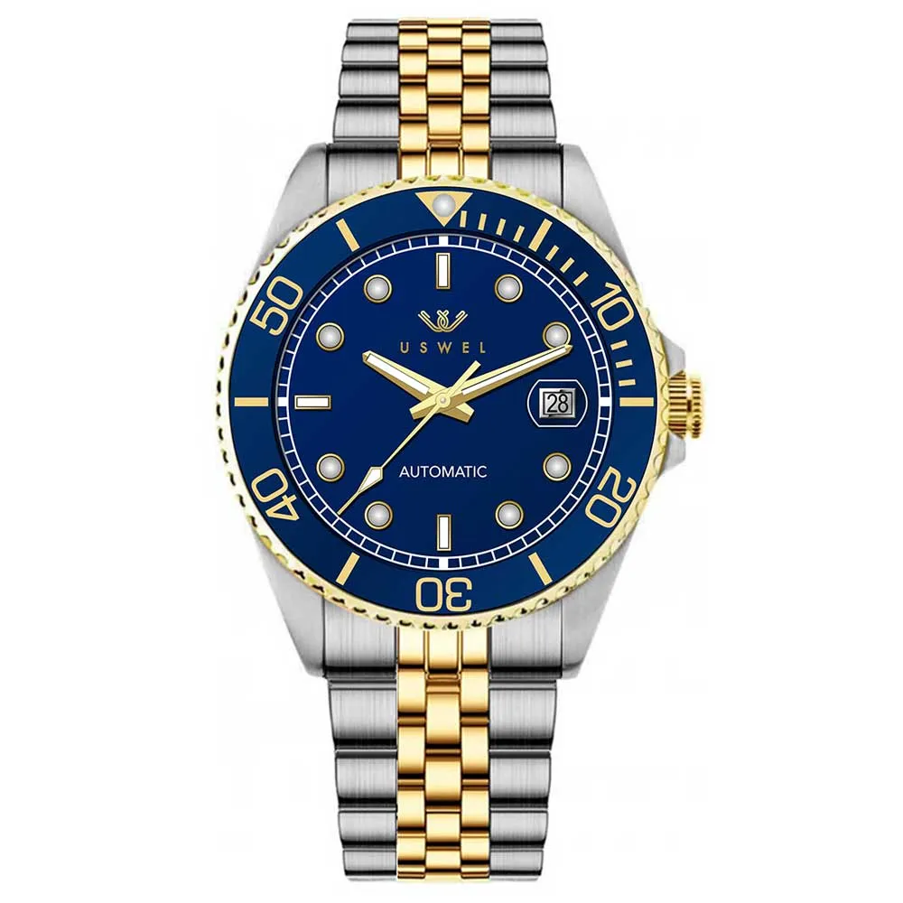 USWEL Automatic Watch for Diver with Jubliee Bracelet, 200m Water Resistant, Seiko Movement and Anti Scratch Sapphire Glass - 42MM - Model U004