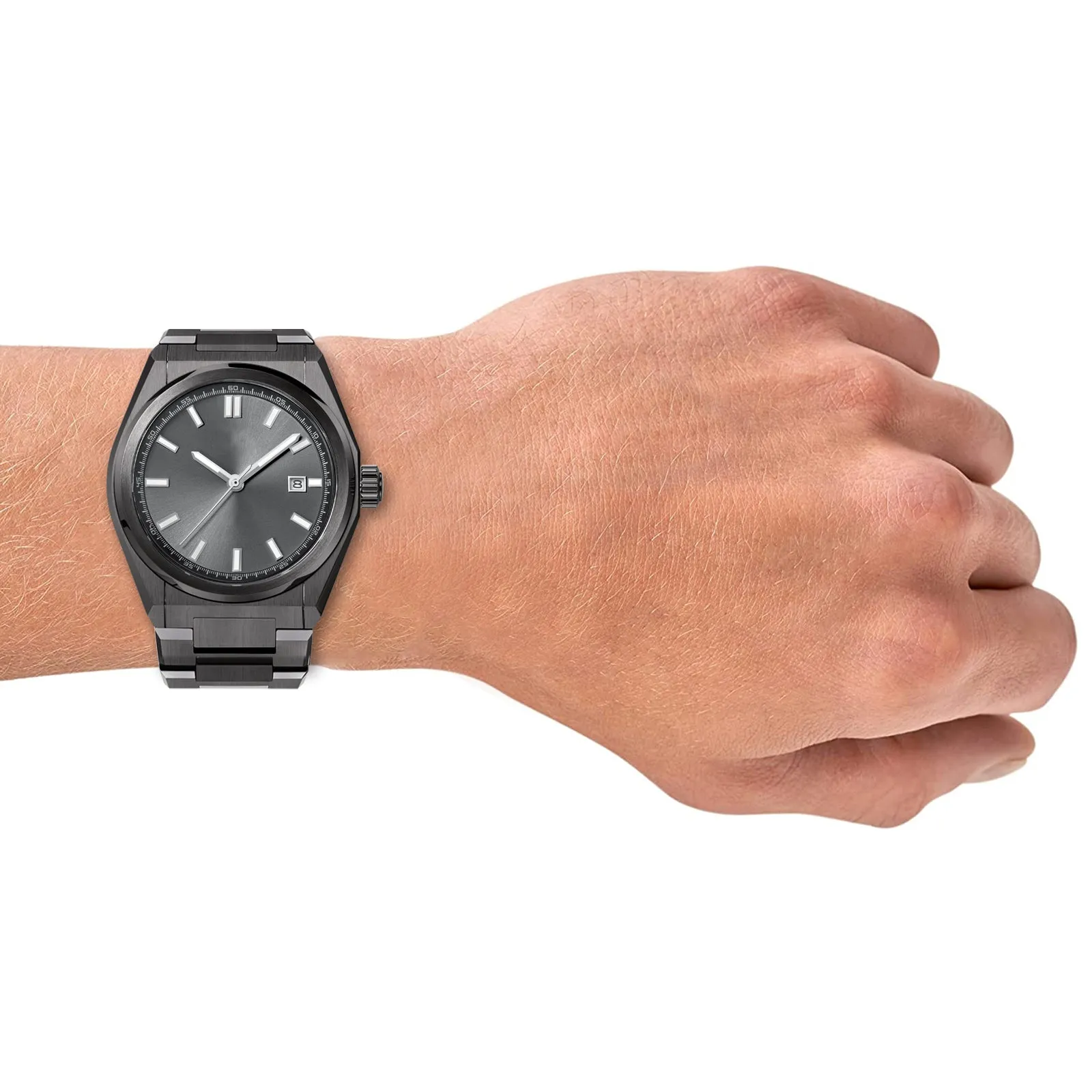 USWEL Custom Own Watch, Original Design to Put Personal Texts on Back , Custom Special Gift for Important Person - 42MM - Model CU007 -Black