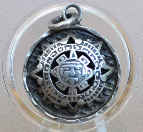 Vintage Sterling Silver Mayan Calendar Charm! Silver Bracelet Charm, Could also be used as a pendant - Super Cool Design