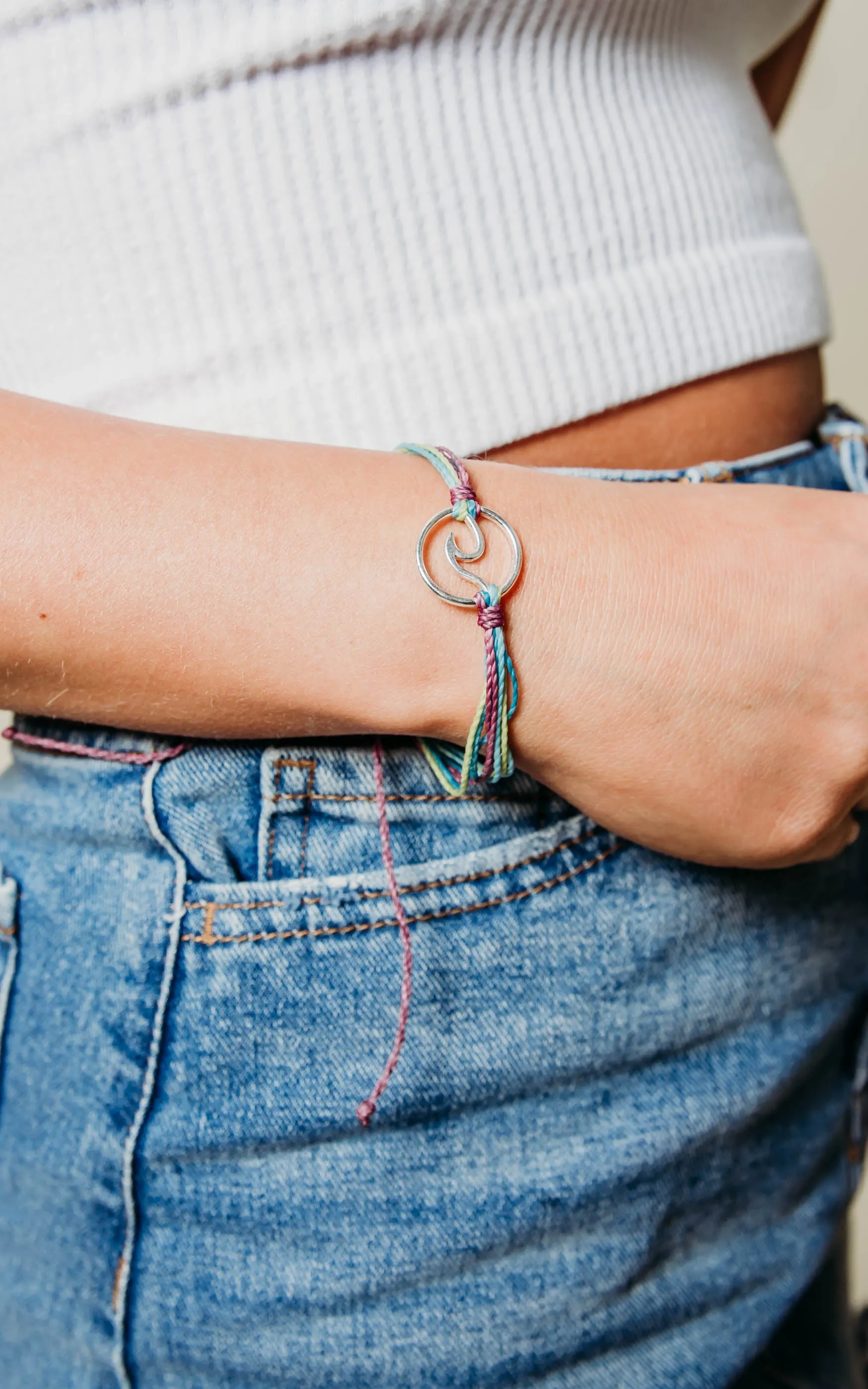 Wave Charm Wax Cord Bracelet - Final Sale