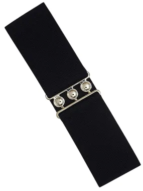 Women's Wide Elasticated Belts - Black