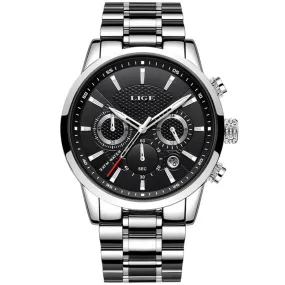 WW1755 Lige Chronograph Stainless Steel Silver Chain Watch 9866